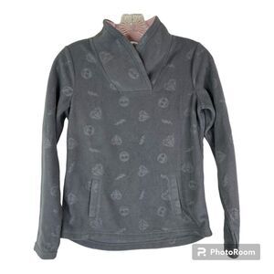 5/$25 Athlethic Works Gray Pink Fleece Emoji Sweatshirt Kangaroo Pocket L 10-12